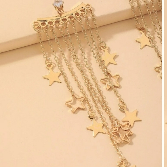 Dangling gold stars wear it two ways fashion earrings - Picture 2 of 3